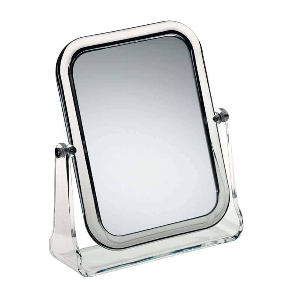 Specchio per il tavolino portatile da trucco con organizzatore nella base pieghevole Specchio da trucco con luce LED regolabile e ingrandimento 1x/ 2X / 3X tattile e girevole 180°. 